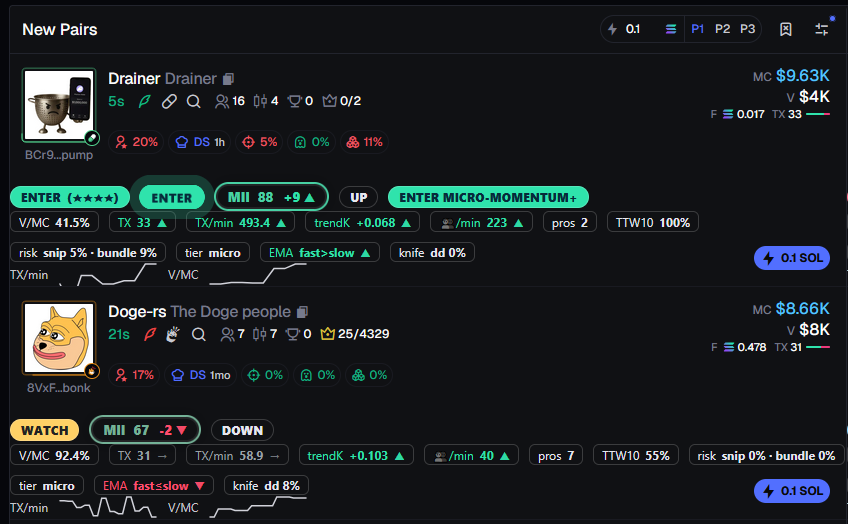 Capture memecoin zoomé